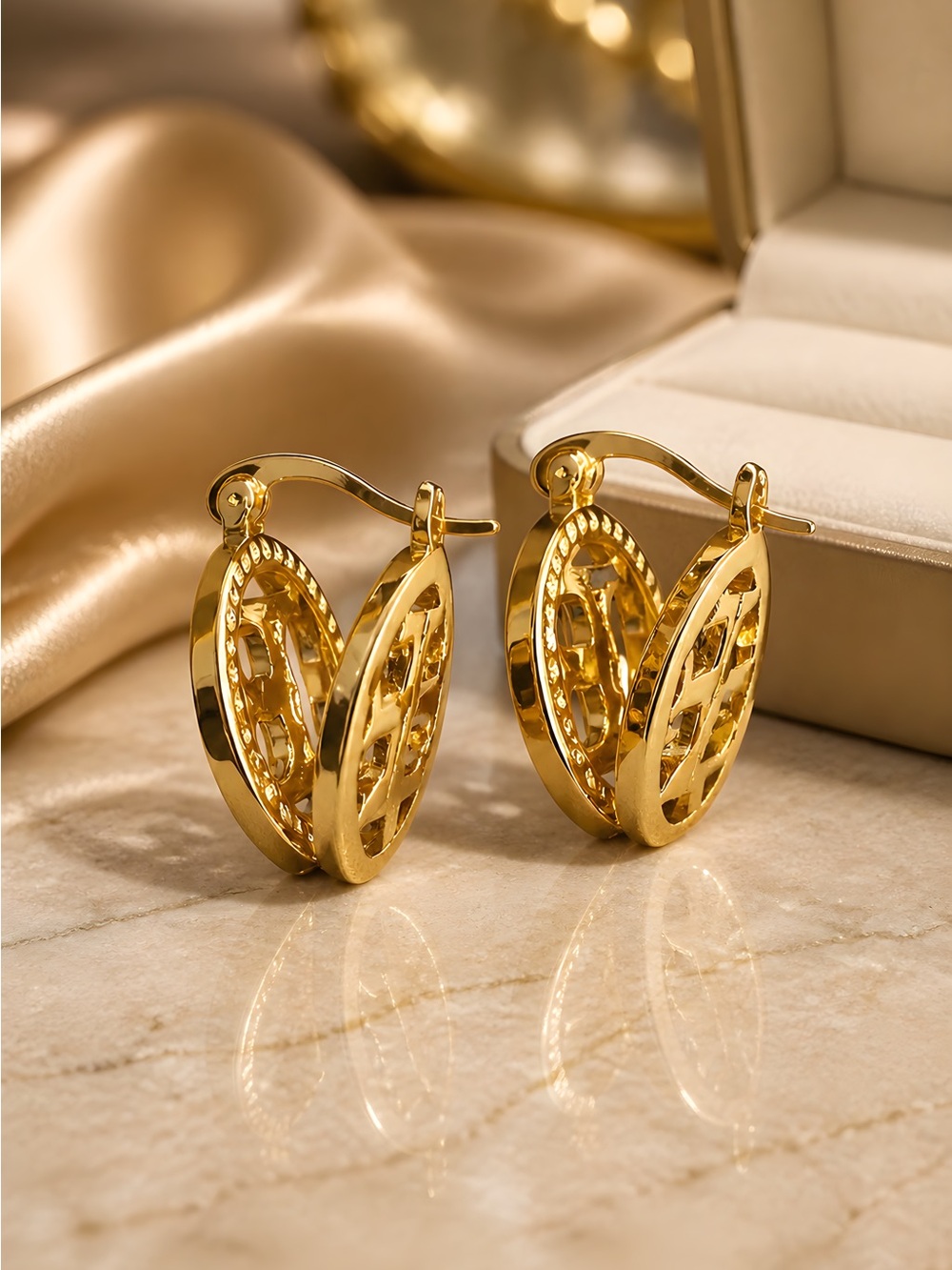Tory Burch Gold Crystal Logo Earrings - Picture 5 of 8